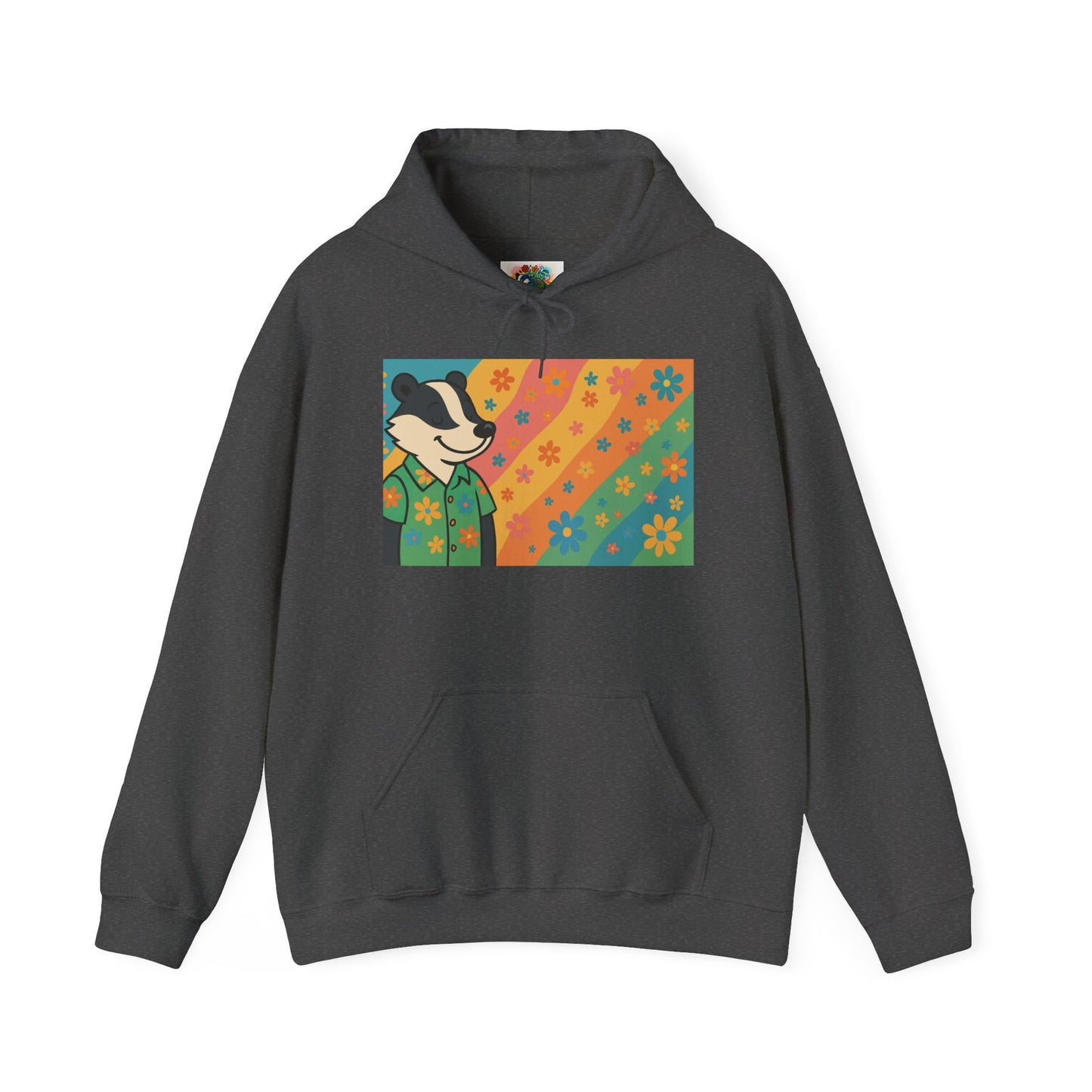 Hooded Sweatshirt - Retro Floral Badger Design