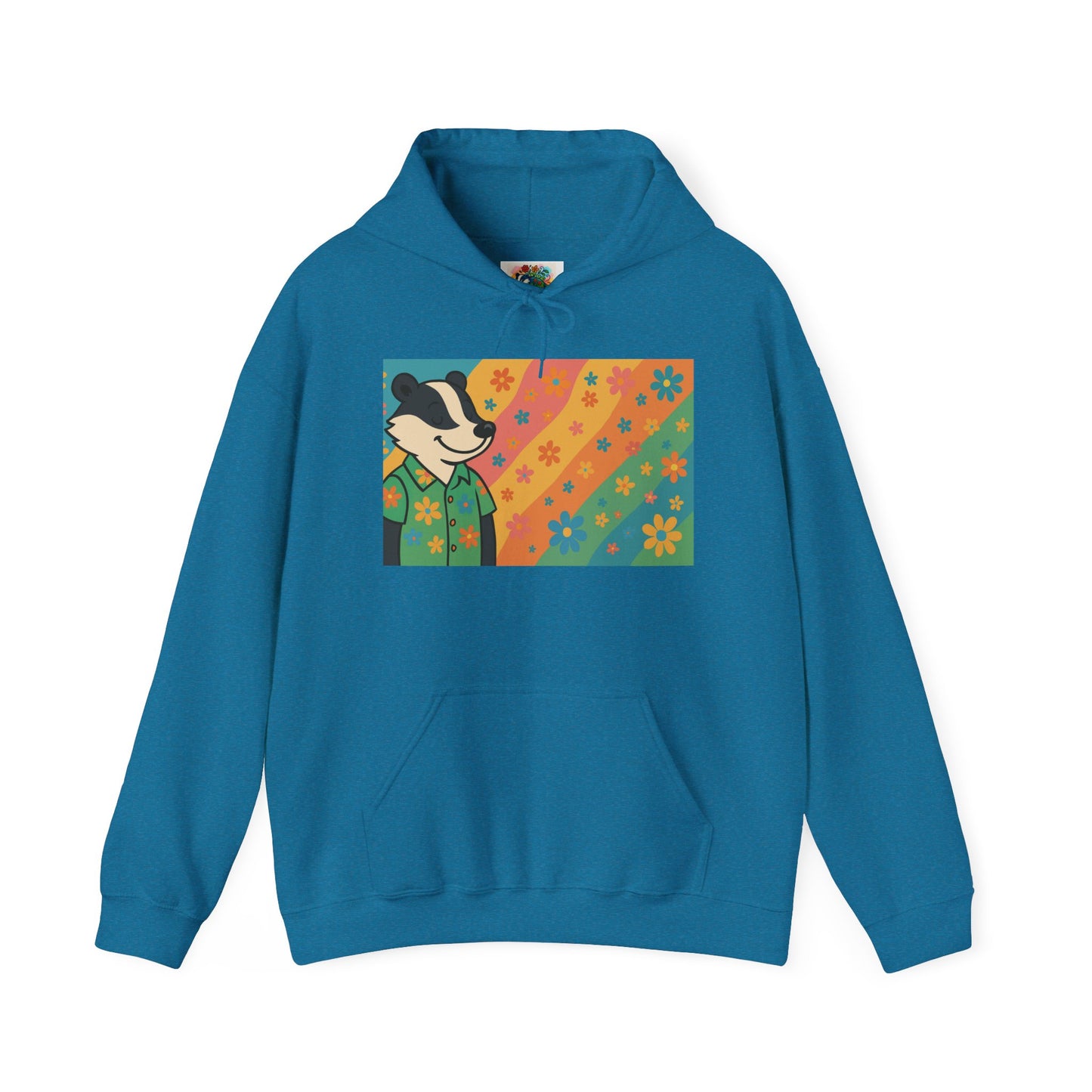 Hooded Sweatshirt - Retro Floral Badger Design