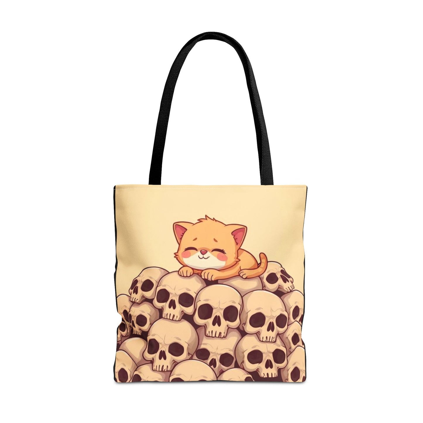 Cute Cat on a Pile of Skulls Tote Bag