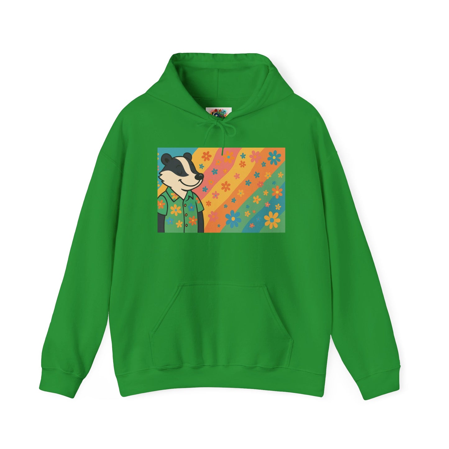 Hooded Sweatshirt - Retro Floral Badger Design