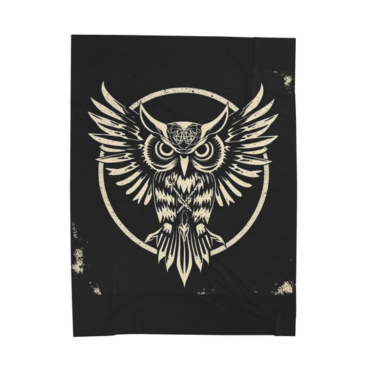 Plush Blanket - Dark Owl Design, Cozy Home Decor
