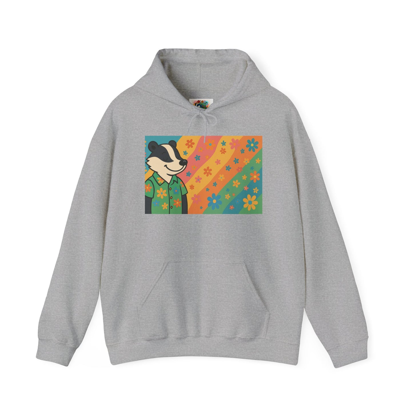 Hooded Sweatshirt - Retro Floral Badger Design